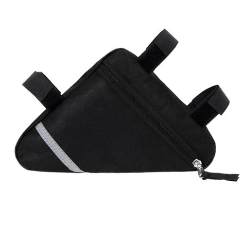 Image of Aiqeer 1 Pcs Black Bike Triangle Bag, Bicycle Front Frame Triangle Bag, Nylon Waterproof Double-Sided Reflective Decoration