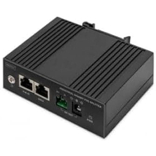 Image of Digitus Industrial Gigabit Ethernet PoE Splitter - 60W - 10/100/1000 Mbps - DIN Rail Mount - Black
