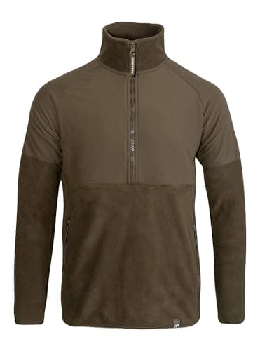 Image of JACK PYKE Bleasdale Half Zip Fleece Top – Lightweight Outdoor Soft Fleece Jacket for Mens with Zipped Pocket and Contrast Panels – Ideal Warm Mid Layer for Hiking, Camping - Dark Olive Medium