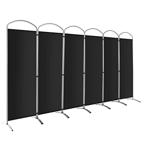 Image of COSTWAY 4/6 Panel Folding Room Divider, Freestanding Wall Privacy Screen Protector, Paravent Partition Separator for Living Room, Bedroom and Office (Black, 6 Panel: 331 x 188cm)