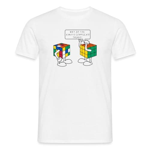 Image of Spreadshirt Magic Rubik's Cube Humour Complicate Things Men's T-Shirt, L, White
