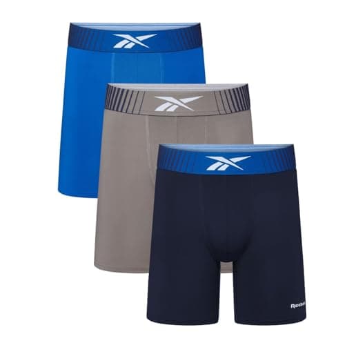 Image of Reebok Mens 3 pack Trunks Waite Navy/Grey/Blue L