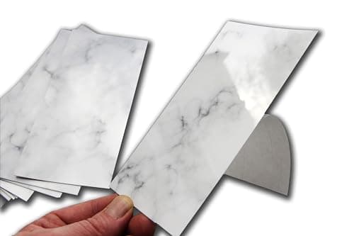 Image of 24 Subway Self Adhesive Wall Tiles for Kitchen Backsplash Bathroom Fireplace Stick On Peel N Stick Self Adhesive Subway Tile 3 x 6 in White Marble Tile Stickers