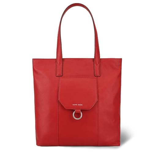 Image of Lloyd Baker London – EDYLN Leather Tote Bag: Women's Modern Design in 100% Genuine Full Grain Leather with a Magnetic Popper Closure- SAMBA (Red)