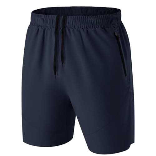 Image of HMIYA Men's Sport Shorts Quick Dry Running Gym Casual Short Lightweight with Zip Pockets(Navy,EU-L/US-M)