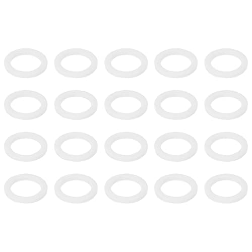 Image of PATIKIL M10 PTFE Flat Washer, 50 Pcs 10mm ID 14mm OD 1.25mm Thick O-Ring Sealing Gasket Spacer for Fasten Screws Flanges Faucet Pipe Valves, White