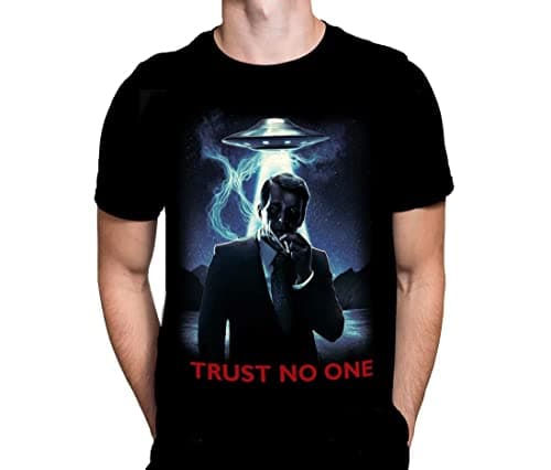 Image of Wild Star Hearts Trust No One X Files Mens Black T Shirt Gothic Horror Halloween Sci-Fi Fashion Movie Poster Tshirt