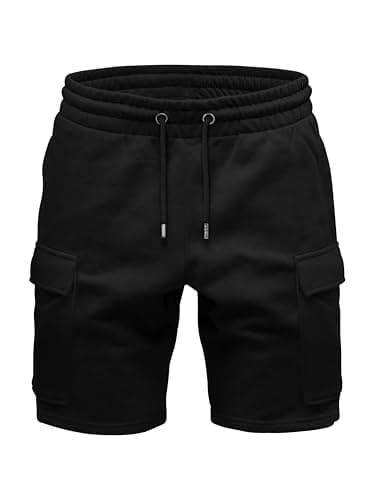 Image of Love My Fashions Men's Cargo Shorts Tarley Fleece Shorts with Pockets Jogger Shorts Men Workwear Drawstring Comfy Jersey Shorts for Men UK