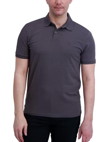 Image of DKNY Soft Cotton Polo Shirts for Men - Modern Fit, Quick Dry, Casual Mens Polo Shirts Short Sleeve, Magnet, XL