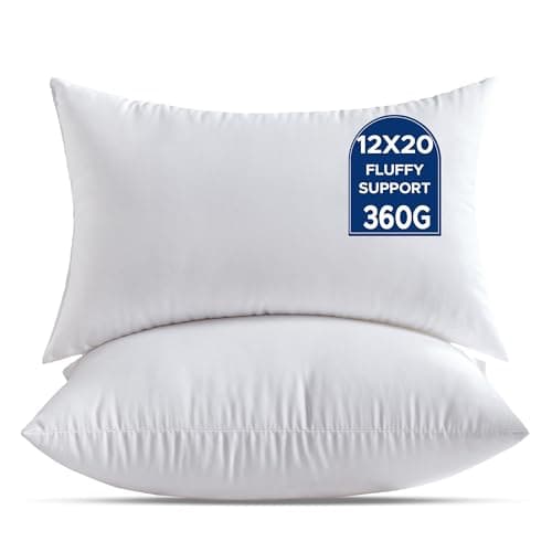Image of QSWRD 30 x 50 CM Cushion Inserts Pack of 2 Small White Decorative Lumbar Throw Pillow Inserts for Living Room Couch Bed Sofa Rectangle Cushion Sham Stuffer Indoor