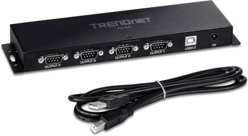 Image of TRENDnet TU-S4, 4-Port USB to Serial RS232 Hub, Black
