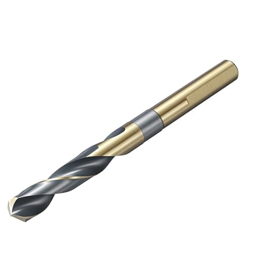 Image of sourcing map 13.5mm (17/32") Drill Bit 3/8" Reduced 3-Flat Shank 4241 High-Speed Steel Bits Black and Gold Finish 118°Drill for Light-duty Machining Acrylic Plastic Wood Soft Metal