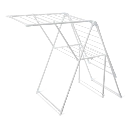 Image of Amazon Basics Foldable 2-Wing Metal Clothes Drying Rack, 61x23.6x39.3 inches, White