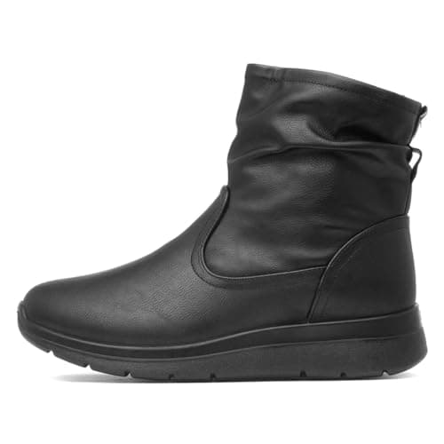 Image of Softlites Womens Black Faux Fur Lined Wedge Boot - Size 7 UK - Black