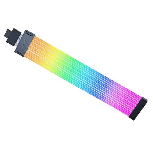 Image of Lian Li Strimer Plus V2 Wireless ARGB 12+4-Pin Wide GPU Extension Cable – White – 116 LEDs – PCIe 5.0 Ready – L-Connect 3 Compatible