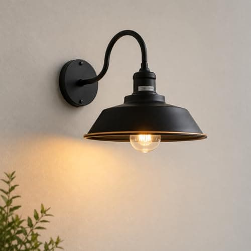 Image of DC VOLTAGE Vintage Swan Neck Wall Sconce Light Fittings Metal Pluto Shade Shape Indoor wall Light for Bedroom Dining Room Foyer Garage Guestroom and Kitchen