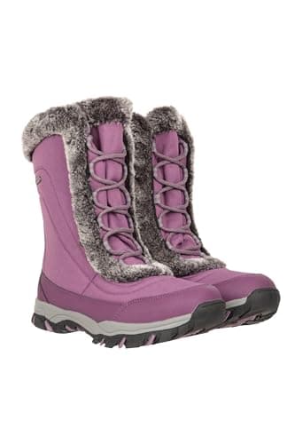 Image of Mountain Warehouse Ohio Womens Snow Boots - Snow Proof Ladies Faux Fur Shoes, Thermal Tested -20 °C, IsoTherm - Winter Skiing, Winter Sports, Walking Dark Purple Adult Shoe Size 6