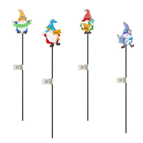Image of alls 4 x Gonks ON METAL STAKE - Garden Pot Ornament 60cm