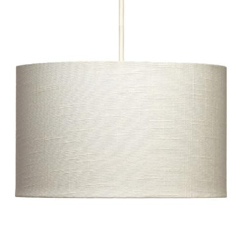 Image of Britalia Cotton Cream Linen Vintage Easy Fit Round Drum Pendant Shade | White Hard Lined | 35cm Diameter (14 Inch) | None Electric | Pendants & Table Lamps | Fits All Lampholder Types E14 E27 B15 B22