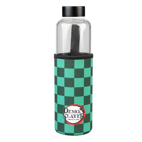 Image of Grupo Erik Glass Water Bottle - Demon Slayer Manga | 17oz - 500ml Water Bottle Hot and Cold, Gym, Travel Bottles | Demon Slayer Merch