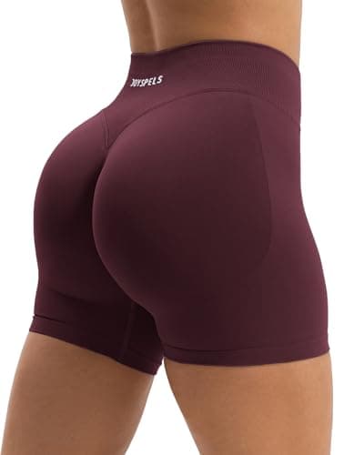 Image of JOYSPELS Seamless Gym Shorts for Women Scrunch Bums Ruched Booty Activewear Running Yoga Workout Sports Cycling Shorts Womens UK Red M