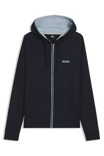 Image of BOSS Mens Authentic Jacket H Cotton-terry hoodie with contrast zip