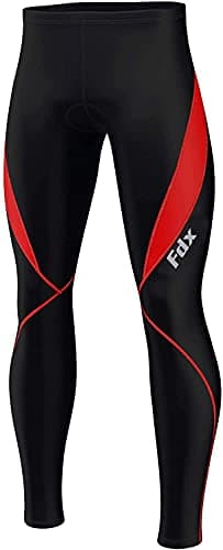 Image of FDX Men’s Cycling Tights, 3D Padded, Thermal, Water Resistant, Lightweight, Super Roubaix Fabric, Winter Cycle Trousers, Bike Riding Pants, Highly Elasticated Bicycle Leggings (Black/Red, 3XL)