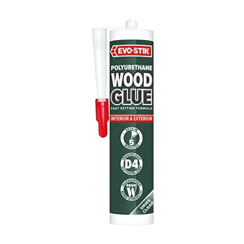 Image of EVO-STIK Polyurethane Wood Glue, Water Resistant, Extra Strong, Fast Setting, Suitable For All Wood Types, Colour: Clear, Size: 310ml