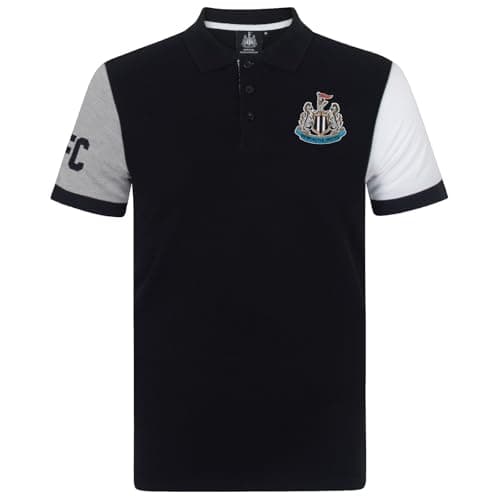 Image of Newcastle United FC Official Gift Mens Contrast Sleeve Polo Shirt Black XL