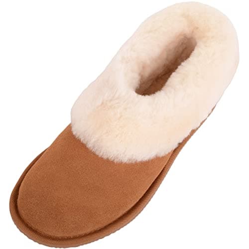 Image of SNUGRUGS Womens Genuine Full Sheepskin Boot Slipper with Thick Sheepskin Cuff - Chestnut - UK 5