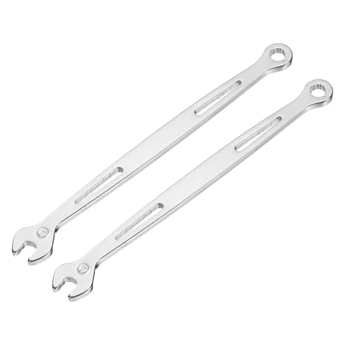 Image of sourcing map 2Pcs Combination Wrench 4mm Metric Super Thin 12-Point Box and Open End Chrome Vanadium Steel Double Ended Spanner Tool for Automotive Furniture Machinery DIY Repair, Silver