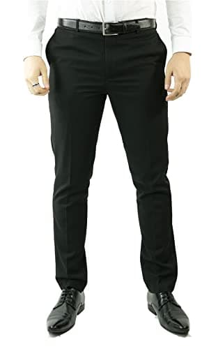 Image of TruClothing Mens Black Tuxedo Trousers Wedding Prom Stripe Satin Stripe Trouser Tux Classic - Black 32