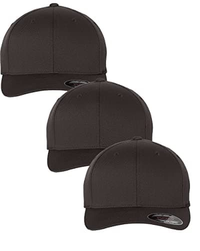 Image of Flexfit Unisex Wooly Combed Baseball Cap, Dark Grey (3 Pack), L/XL