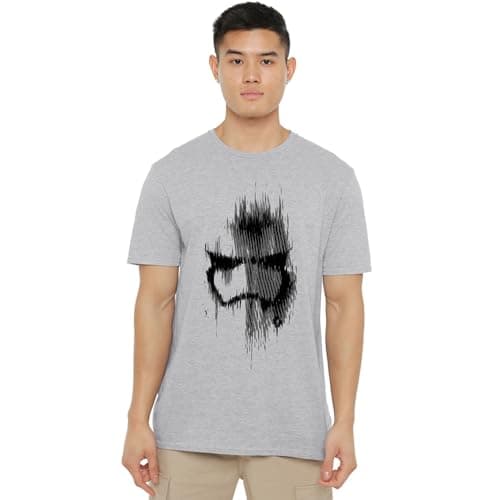 Image of Star Wars Men's Trooper Mask T Shirt, Grey (Grey Marl), S UK