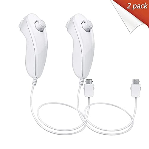 Image of 2 Pack White Nunchuck Controller for Nintendo Wii Video Game,Replacement Nunchuck Remote, Gamepad Controller