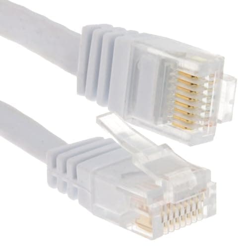 Image of kenable Flat Cat6 Ethernet Cable Low Profile Gigabit RJ45 Network Patch Lead Full Copper 1000Mbps 2m White
