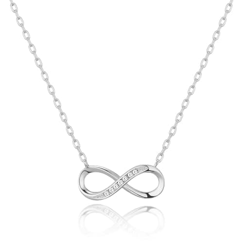 Image of Philip Jones Silver Plated Infinity Pendant Necklace Created with Zircondia® Crystals