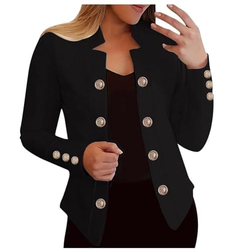Image of Generisch Winter Jacket Women's Trench Coat Casual Jacket Women's Cardigan Plain Long Sleeve Pocket Coat Outerwear Trench Coat, black, XL
