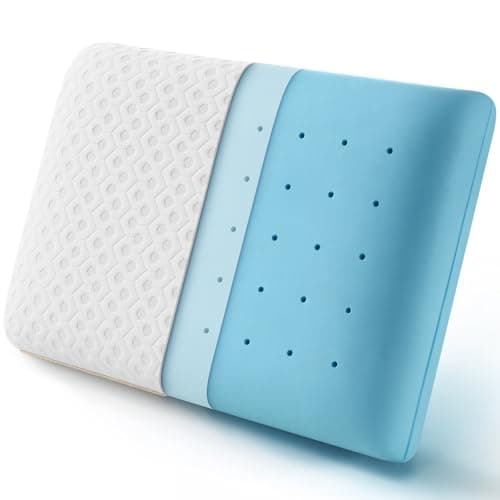Image of BedStory Memory Foam Pillow, Sleeping Pillow for Side Back Stomach Sleepers, Neck Support Pillow with Removable Washable Cover & Ventilated Design, 60X40X8CM