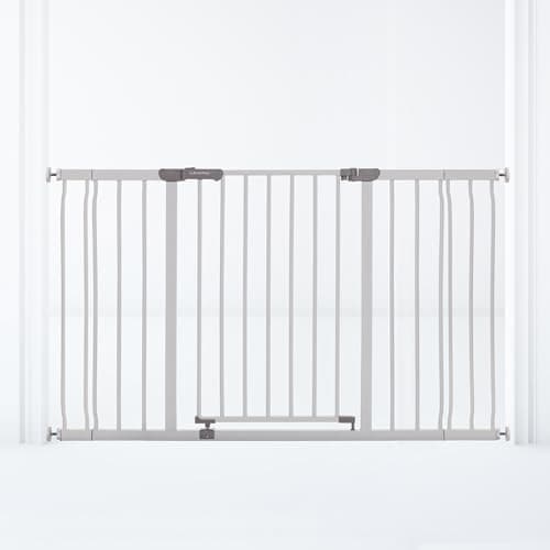 Image of Dreambaby Ava Extra Wide Baby Gate, Stair Gate, Fits Openings 99-132.5cm, 76cm Tall. Wide Stair Gate for Dogs and Babies. Pressure Mounted Safety Gate, Stay Open Feature, Inc. 9cm and 18cm Extensions