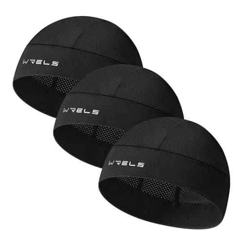 Image of WRELS 3 Pieces Cooling Helmet Liner Skull Cap for Men Women,Sweat Wicking Cycling Running Head Cap Sports Hat for Outdoors