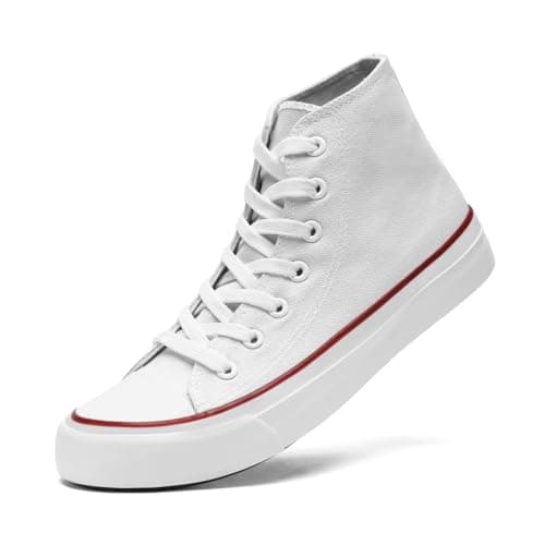 Image of sharllen High Top Trainers Women Canvas Sneakers Ladies Lace Up Canvas Shoes for Men Women Plimsolls Pumps Casual Tennis Shoes(White 285)