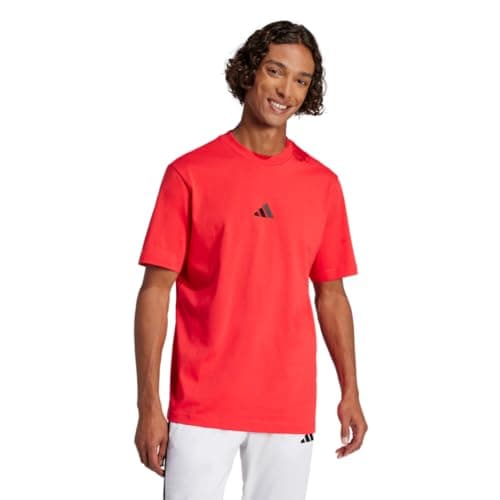 Image of adidas Men's Essentials Small Logo Single Jersey TEE, Pure Ruby/Black, M