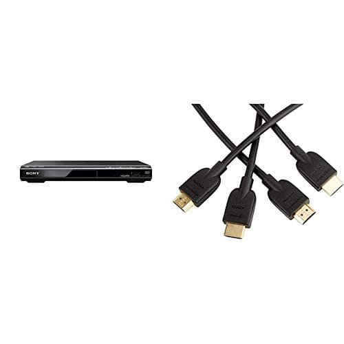 Image of Sony DVPSR760H DVD Upgrade Player (HDMI, 1080 Pixel Upscaling, USB Connectivity) & Amazon Basics High-Speed 4K, Ultra HD, HDMI Cable - 3 Feet (3-Pack) (Latest Standard)
