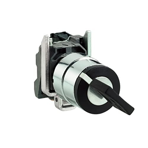 Image of Schneider Electric Harmony XB4 - Key Selector Switch, Metal, 2 Positions, Ronis 455 Keylock, Spring Return from Right to Left, 1NO, 22 mm Mount, XB4BG61, Black