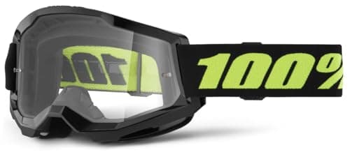 Image of 100% Strata 2 Goggles | Mirrored & Clear Lens Options | MTB/MX Goggles – Anti-Fog, Sweat-Absorbing Foam, Silicone Strap | Adult Off-Road Riding Eyewear Protection (Solar Eclipse, Clear Lens)