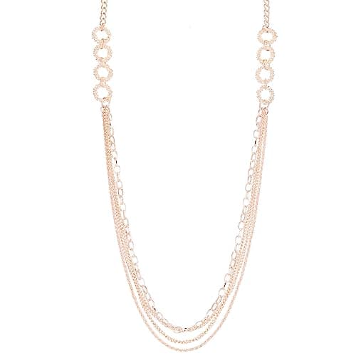 Image of FULU AUTUMN Silver/Gold Long Necklaces for Women Long Statement Double Sweater Chain Birthday Gifts for Her Silver Gold Costume Jewellery(34-Rose gold)