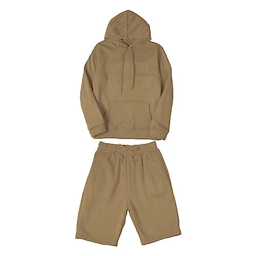Image of Mens Tracksuit Casual Pullover Hoodie & Shorts Co-Ord Set Sports Gym Everyday Comfort Top & Bottom Plain Tracksuit Uk Jogging Bottoms Track Suits Outfits Sweatsuits