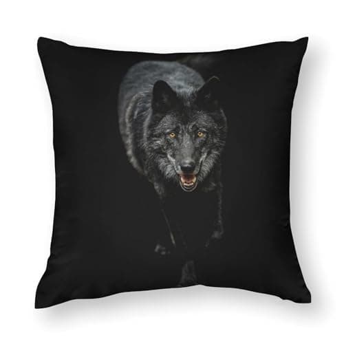 Image of 17x17inches (43x43cm) Pillow Covers, Black Wolf Wild Animal, Chair Cushions, Sofa Cushions, Seat Pillow Cases Cushions, Bed Pillowcase Cushions