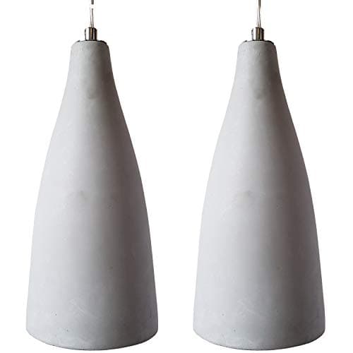 Image of 2X Concrete Grey Modern Ceiling Pendant Light – 240V E27 – Lamp Bulb Holder Fittings – Stone Retro Dimmable LED Industrial Lampshade – Kitchen Island, Breakfast Bar, Dining Table Light